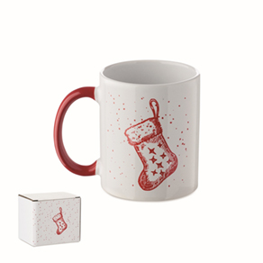 Keramische kerst mok 300ml - rood
