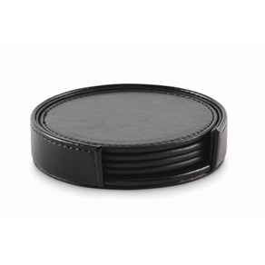 Set van 4 PU onderzetters - zwart